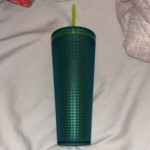 Starbucks Dark Green Textured Tumbler with Lime Straw